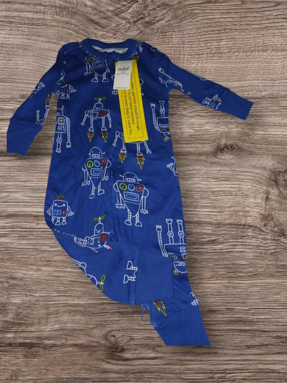 NWT Old Navy Baby 3-6 Months Robot Footless Sleeper Pajamas Blue 2-Way Zip